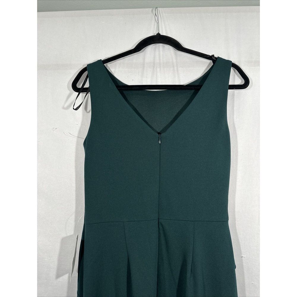 NEW $229 Betsy & Adam [‎ 8 ] Sleeveless Ruffle Bow Trumpet Gown in Pine Green - Picture 13 of 14